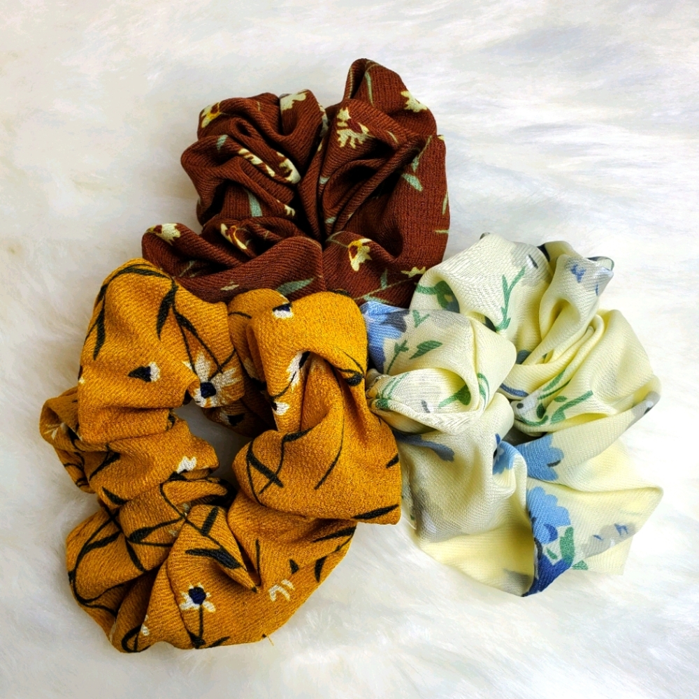 3-Pack Assorted Floral Scrunchies